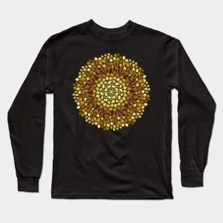 Mushroom Mandala design in tans and browns with polka dots Long Sleeve T-Shirt